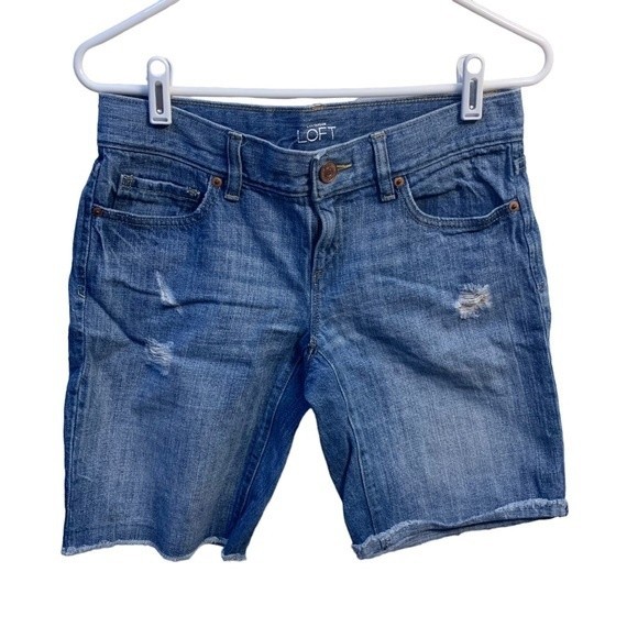 Loft Bermuda Jean Shorts Size 0 or UK 25 - Picture 1 of 7